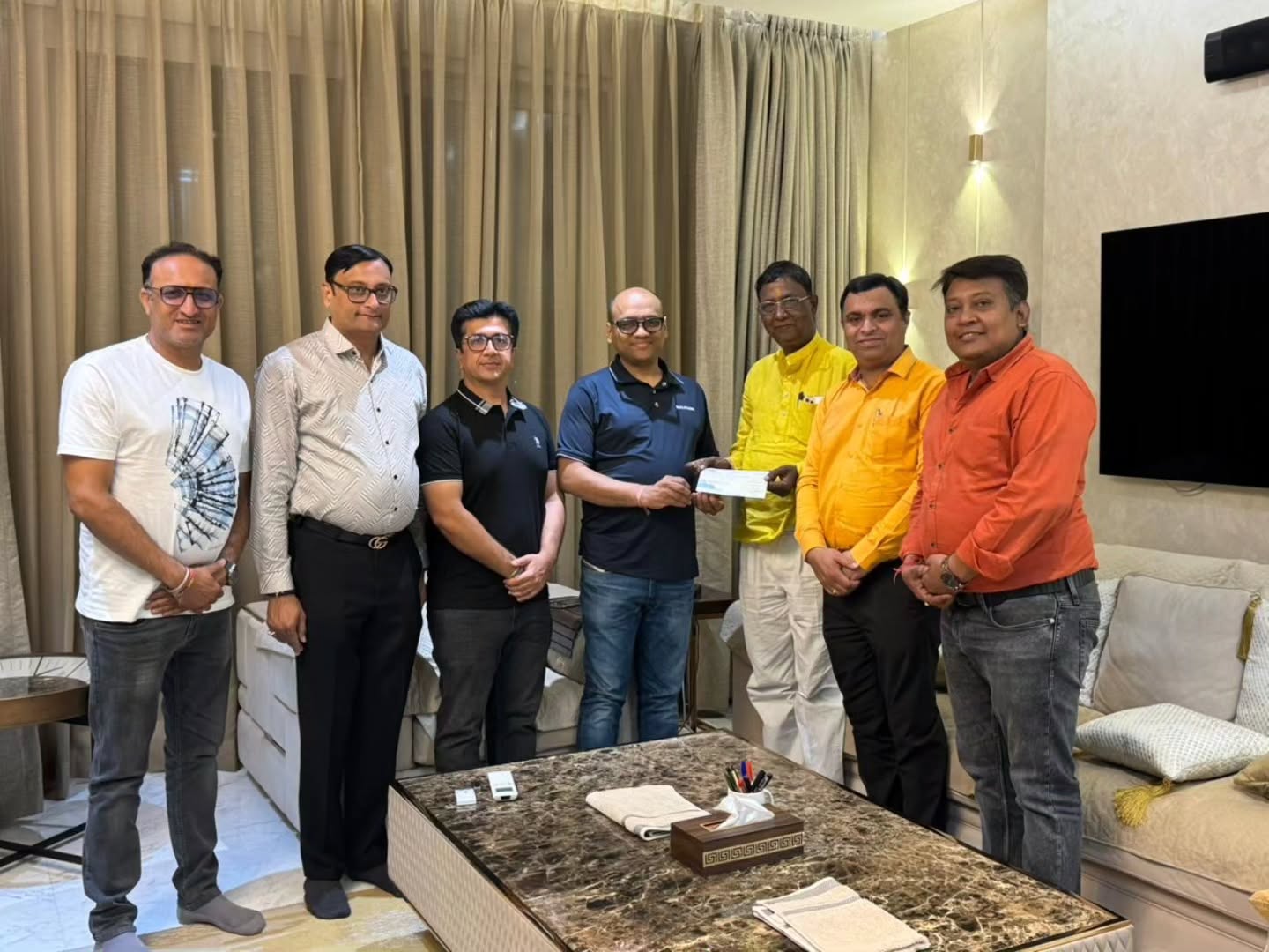 Members of O J Agrawal Charitable Trust and Bhavani Seva Samiti with the Trust's contribution to the community wedding in Pardi, Nagpur, handed over by Dr. Ravi Agrawal, February 2026