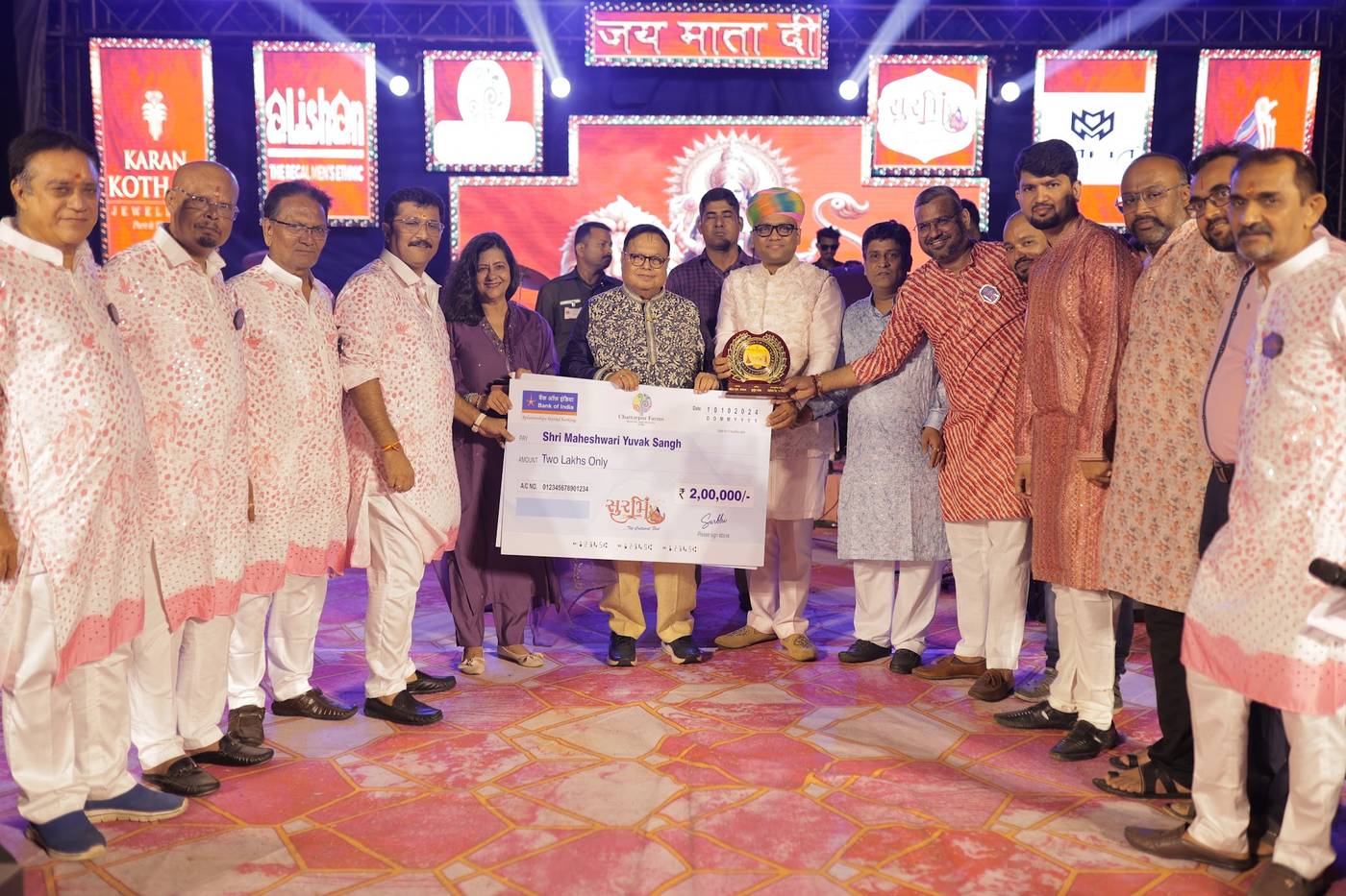 A contribution to Shri Maheshwari Yuvak Sangh for its public dispensary at Surbhi, the Navratri hosted by Dr. Ravi Agrawal's family at Chattarpur Farms, with O J Agrawal Charitable Trust taking part in the handover